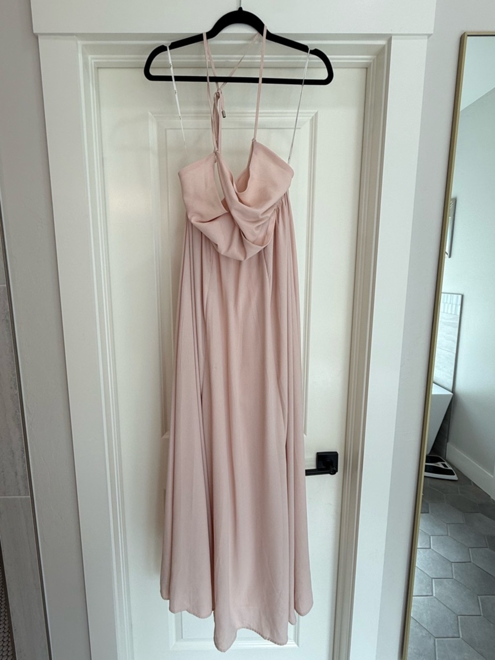Lulu's Dusty Blush Strapless Flowing Maxi Dress